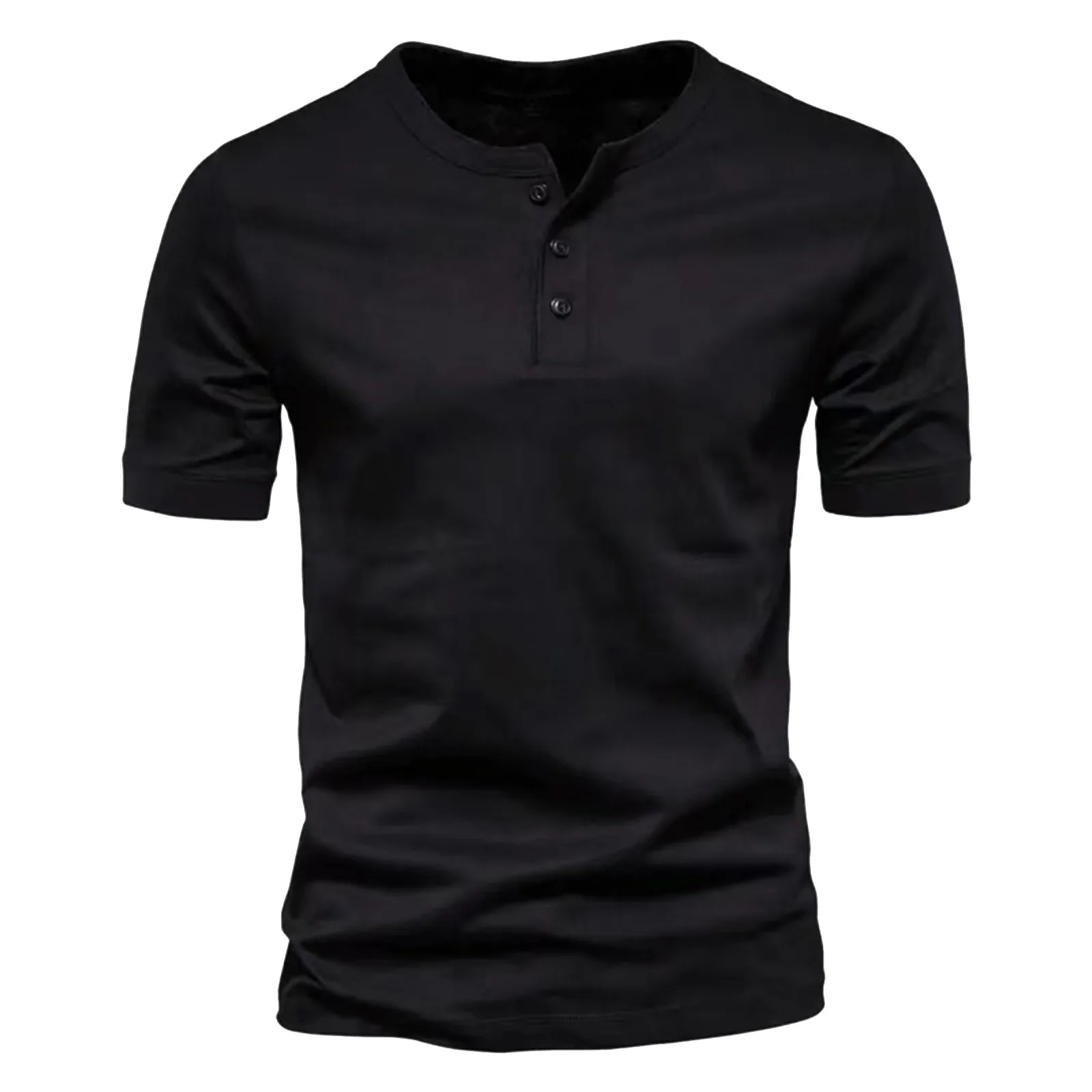 Mens Summer Fashion Simple Button Short Sleeve T Shirt Top Blouse