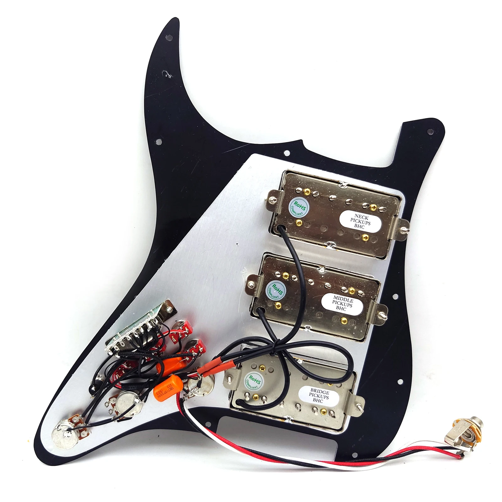 Guitar Prewired Loaded Pickguard Coil Split, HHH Alnico 5 Humbucker Pickups, 11 Hole for American/Mexican St Guitar