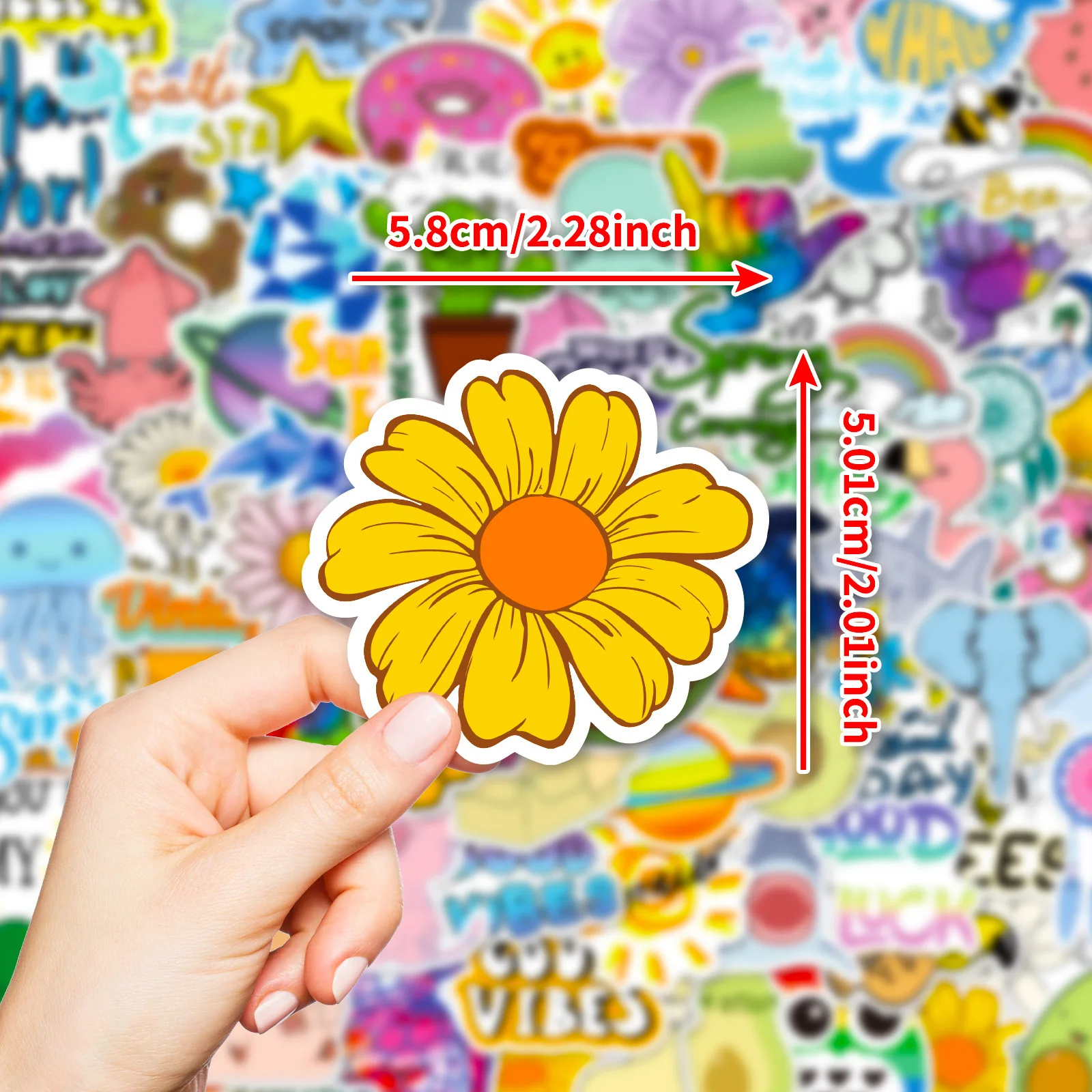 10/30/50/100PCS INS Style Sunshine Chrysanthemum Wind Rainbow Whale Avocado Sticker Cartoon Graffiti DIY Laptop Waterproof Decal