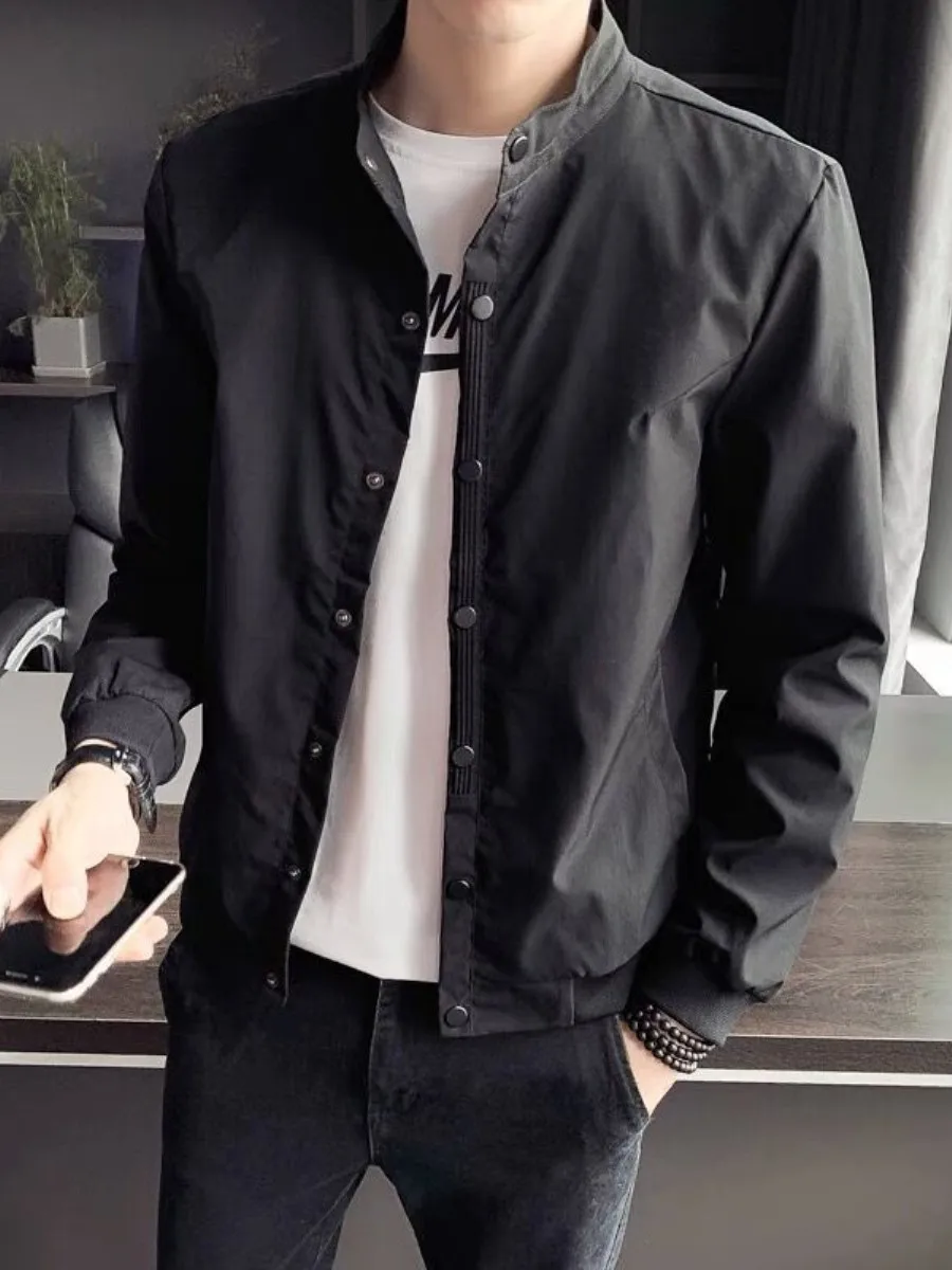 

Свободный крой, мужской тюнет, весна-осень, новый повседневный модный воротник-стойка, верхняя одежда больших размеров, универсальный деловой повседневный дышащий...