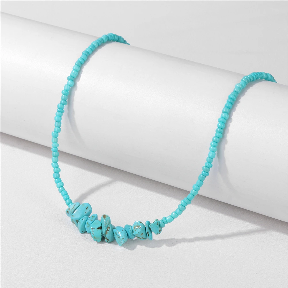 Böhmische kleine Saatperlen-Halskette, unregelmäßiger Chip, Kiesstein, Perlenkette, süße bunte Schlüsselbeinkette, Halsband, Schmuck, Geschenk