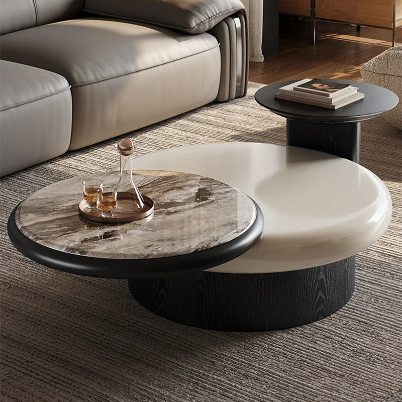 

Italian Style Luxury Rotating Coffee Tables Modern Minimalist Round Coffee Table Size Combination Living Room Artistic Side Desk