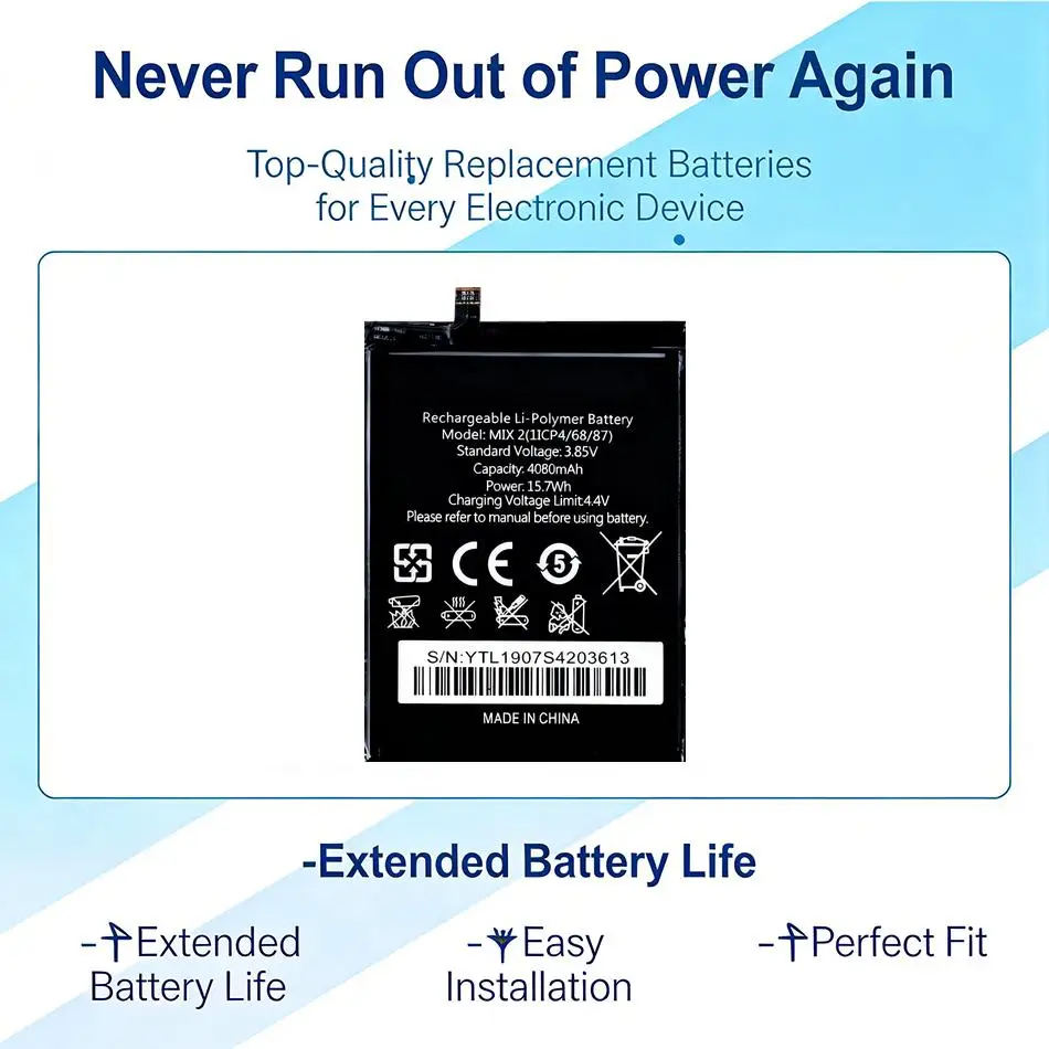 

Надежный источник питания на 4080 мАч для аккумулятора мобильного телефона Oukitel Mix 2