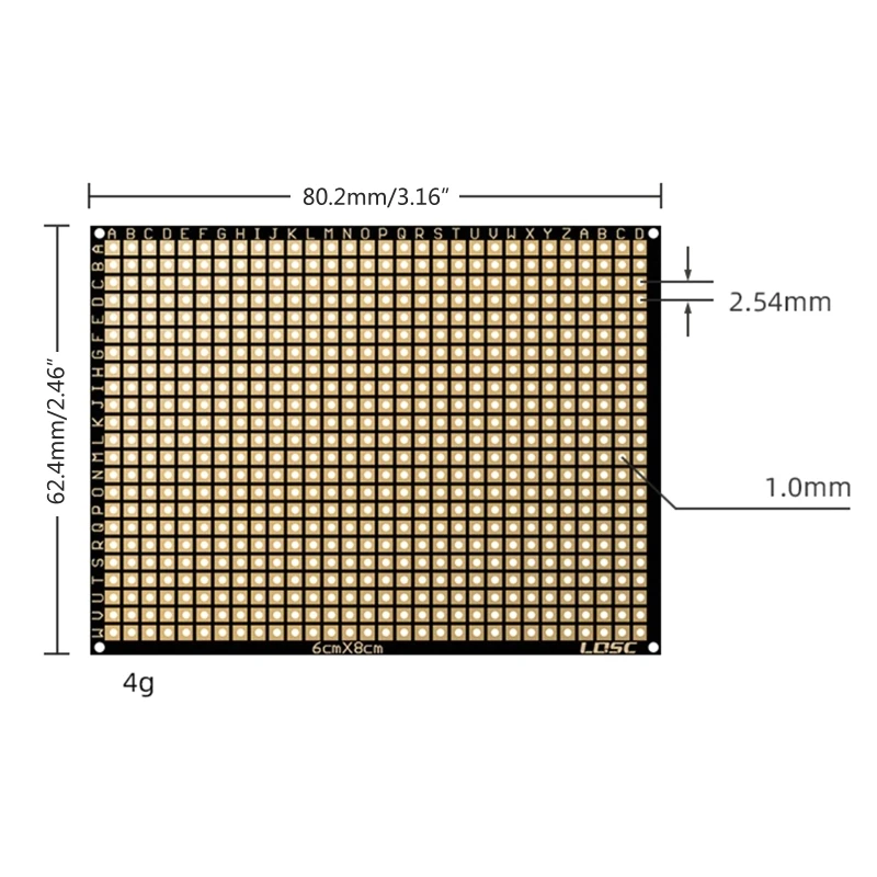 Le double a dégrossi FR4 a stratifié les cartes universelles prototypage carte 60x80mm carte PCB