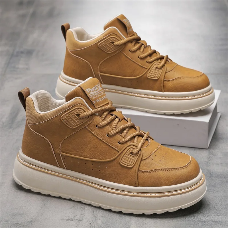 أحذية رجالية مفلكنة العصرية شخصية المراهقين حذاء كاجوال جولة تو الدانتيل متابعة حجم كبير أحذية منصة الرجال الأحذية #4