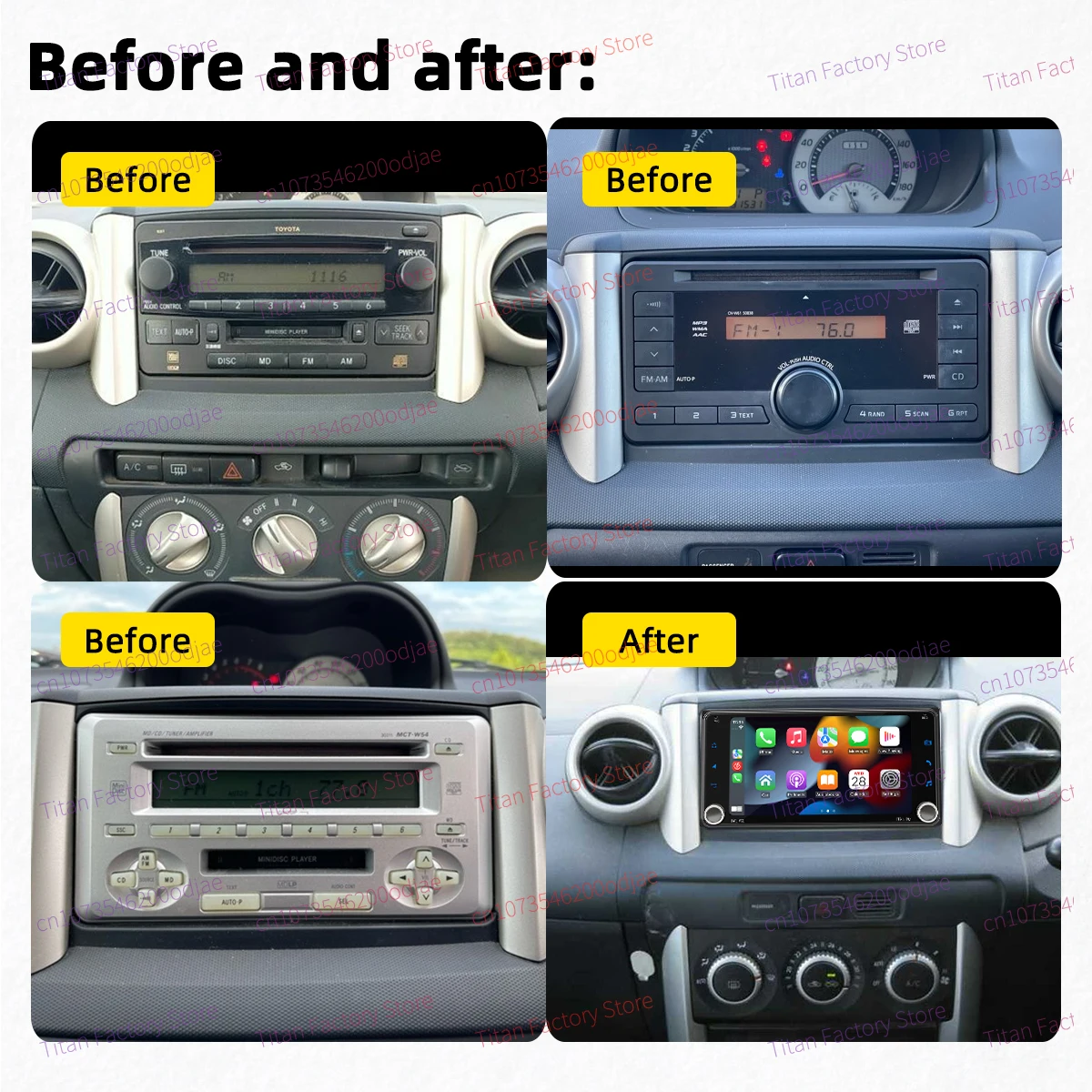 7" Screen Android 2 Din Car Radio for Scion XA 2002-2006 Wireless Carplay, Android Auto Multimedia Head Unit Stereo