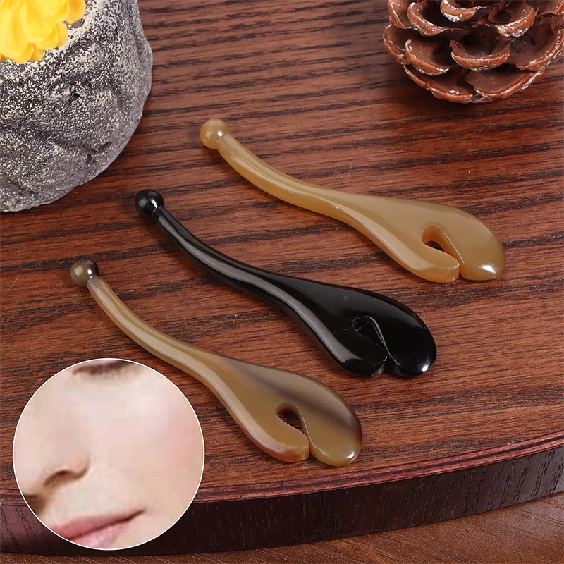 1pcs Natural Horn Acupoint Pen Pencil Meridian Point Sticks Facial Eye Care Tool Scraping Board Massage Stick Detox Beauty