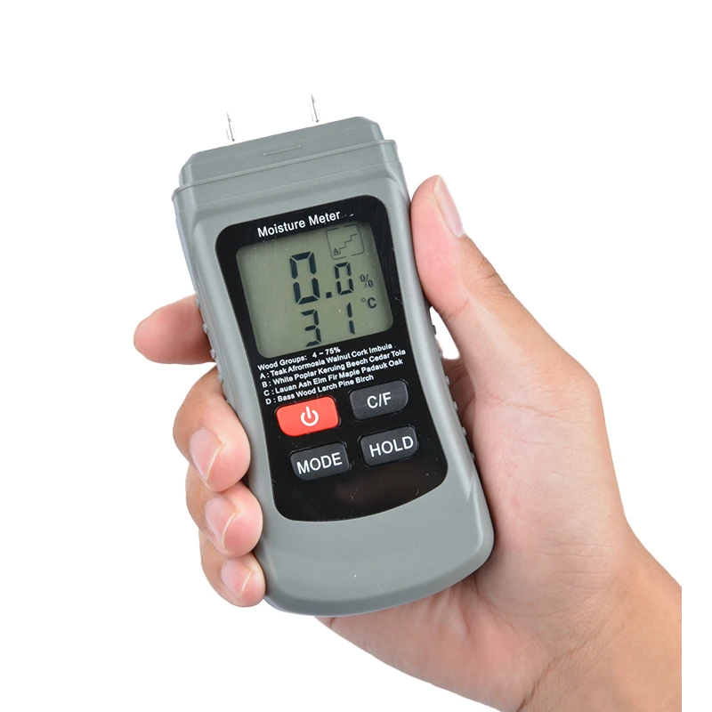 RCXAZ MT01Two Pins Digital Wood Moisture Meter Wood Humidity Tester Hygrometer Timber Damp Detector LCD Display Thermometer