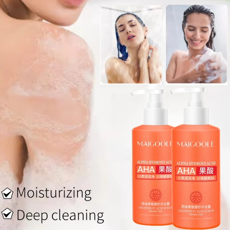 Grapefruit acid scrub shower gel 300ml long-lasting fragrance cleansing horny and refreshing silky to improve dull skin