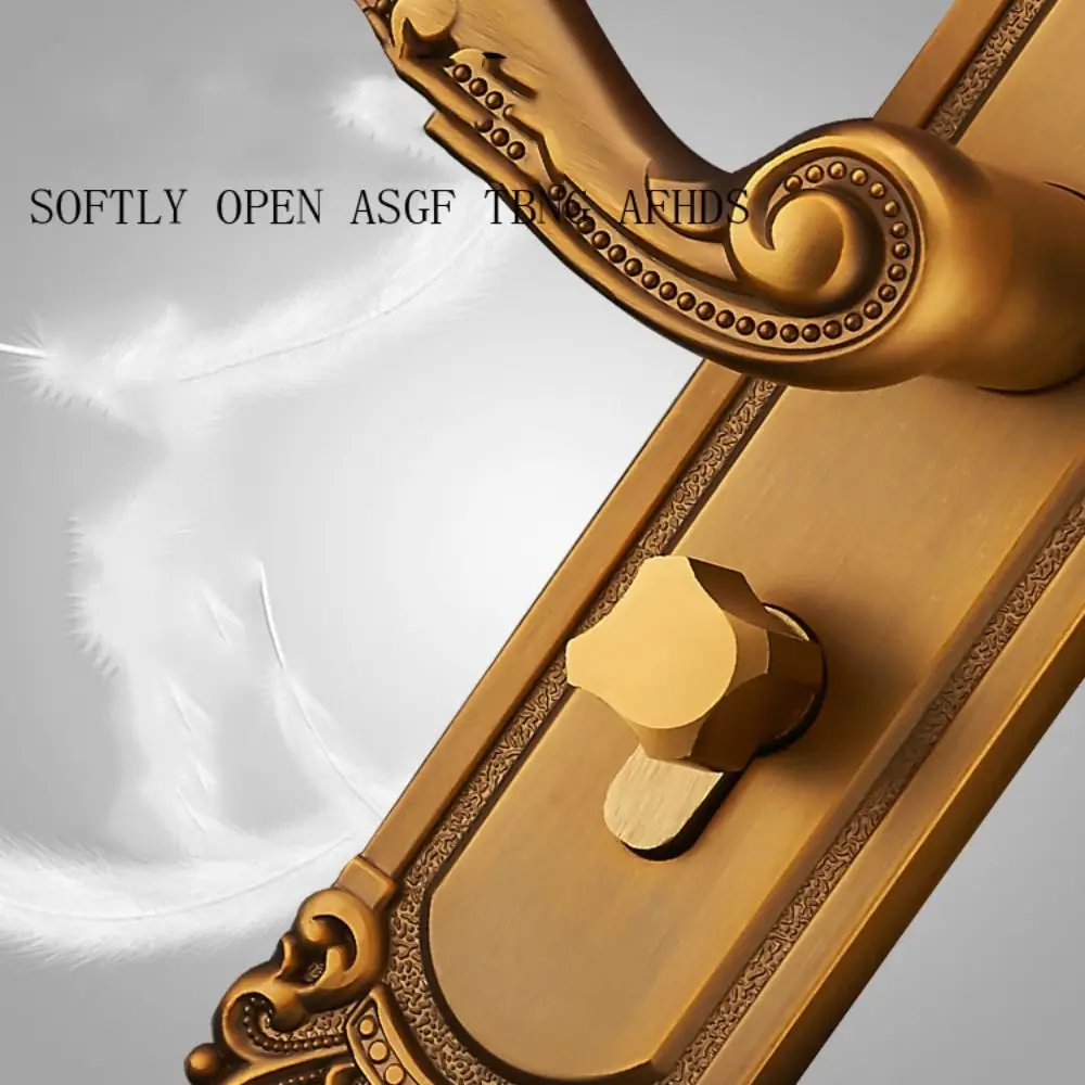 European Style Door Handle Locks Set Anti-theft Easy Install Security Lock Vintage with 3pcs Keys Interior Door Knobs