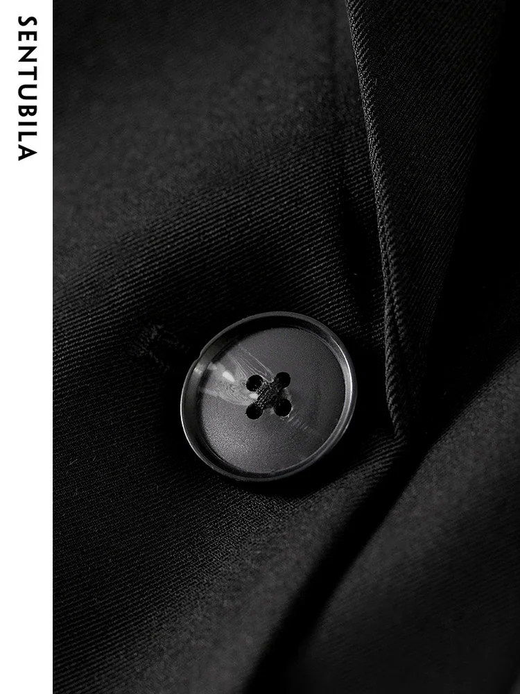 SENTUBILA Black Tailoring Blazer Women 2025 Elegant Notched Double Breasted Jacket New In Outerwears Woman Clothing 133X49854