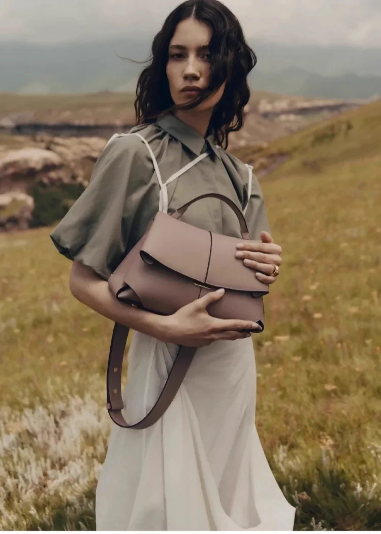 French Y2k Mokki Smile Fold-wrap Genuine Leather Women's Bag Niche Fashion Handbag Crescent Shoulder Messenger Bag