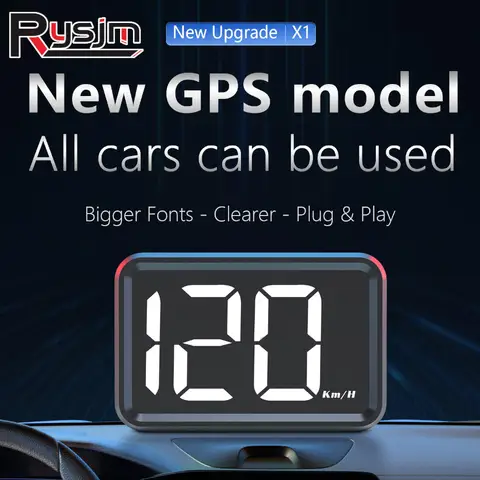 2 인치 X1 HUD 큰 글꼴 자동차 헤드 업 디스플레이 속도계 GPS HUD 게이지 KMH 미터 USB 플러그 흰색 녹색 빛 디스플레이 사용자 정의