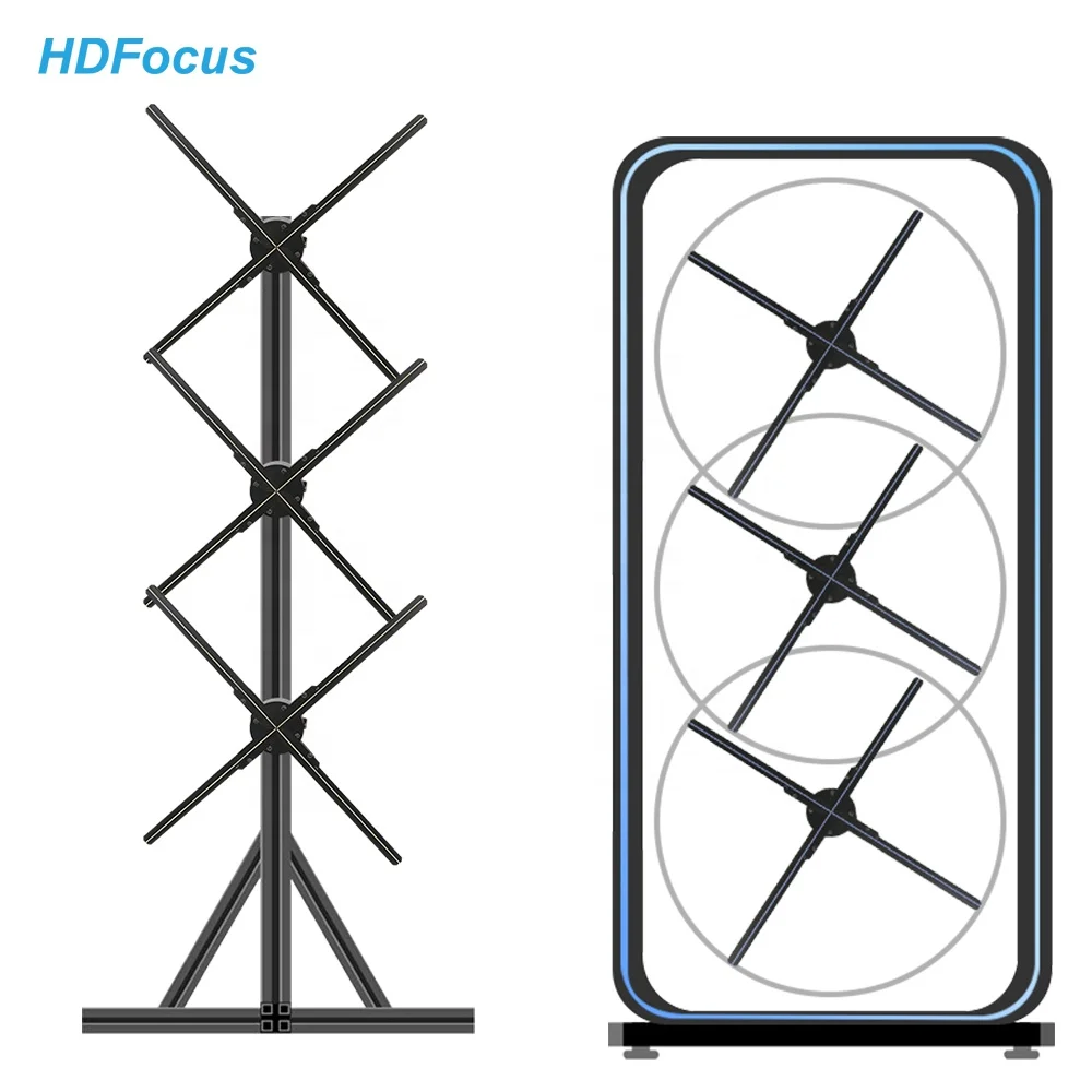 Proyector de holograma 3D LED para exteriores e interiores, 65Cm, para publicidad y educación, ventiladores holográficos OEM
