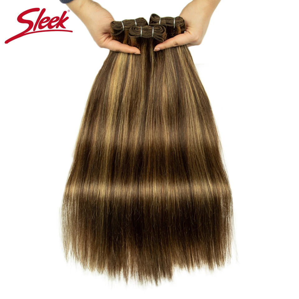 Sleek Brazilian Highlight P4/27 Straight Hair Double Drawn Natural  Human Hair Weave Bundles Remy 6# 8# Human Hair Bundle