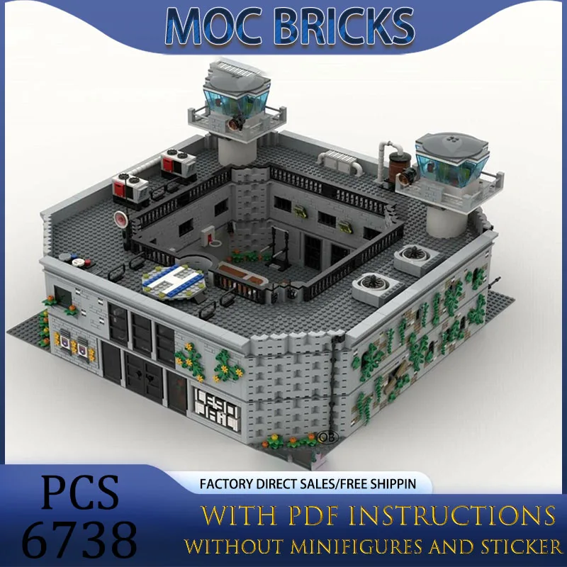 Street View Moc Building Blocks Maximum Security Prison Model Technology Bricks DIY Assembly Construstion Toys Holiday Gift