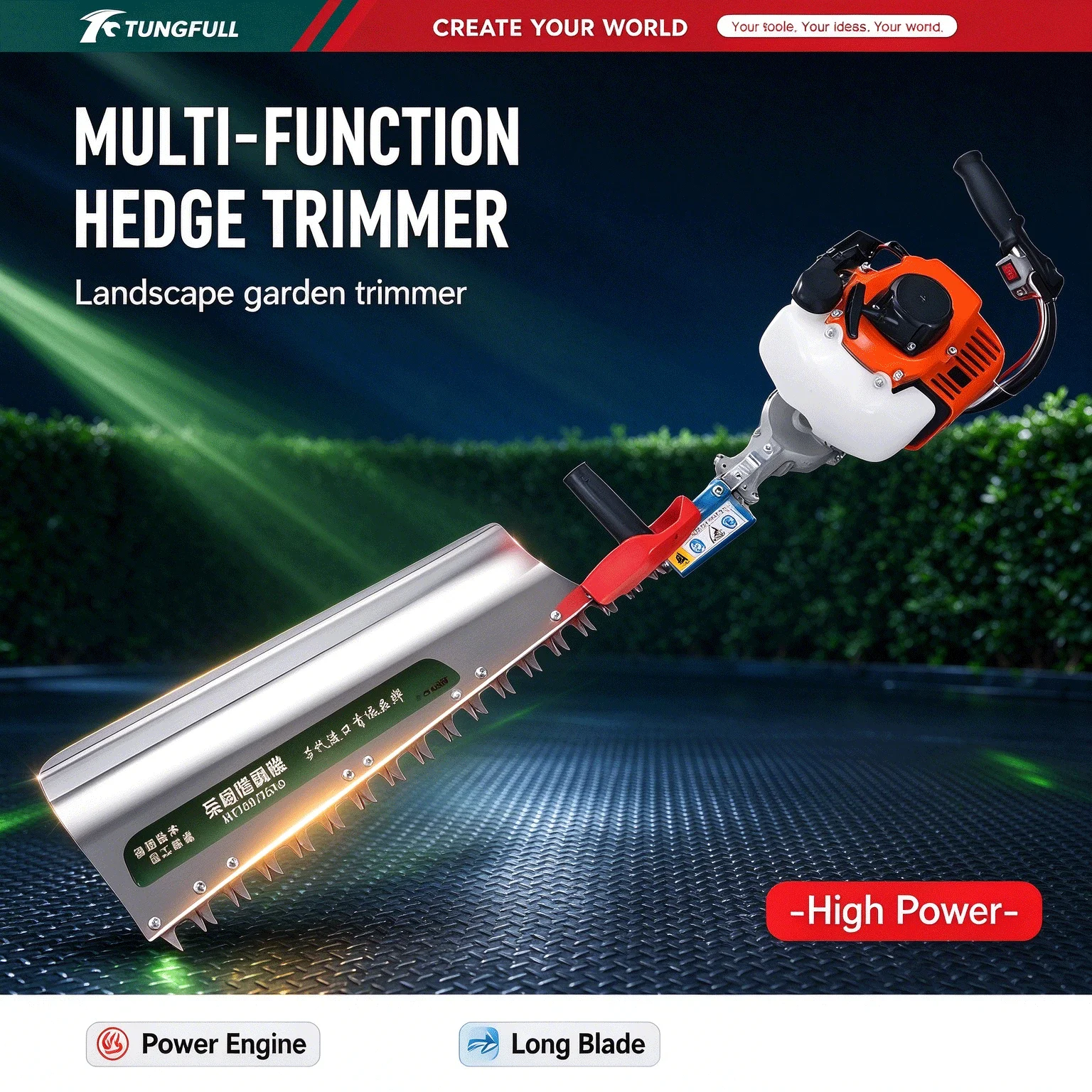 TUNGFULL 98CC Handheld Gas Pruning Shears Tea Tree Picker Multifunctional Hedge Trimmer for Outdoor Farm Use