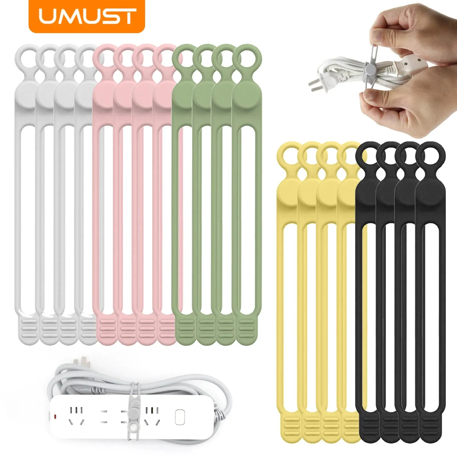 UMUST Extra-Long Reusable Cable Ties,Silicone Cable Straps,Cord Ties,Cable Cord Wire Organizer for Home,Office,Travel(7.1