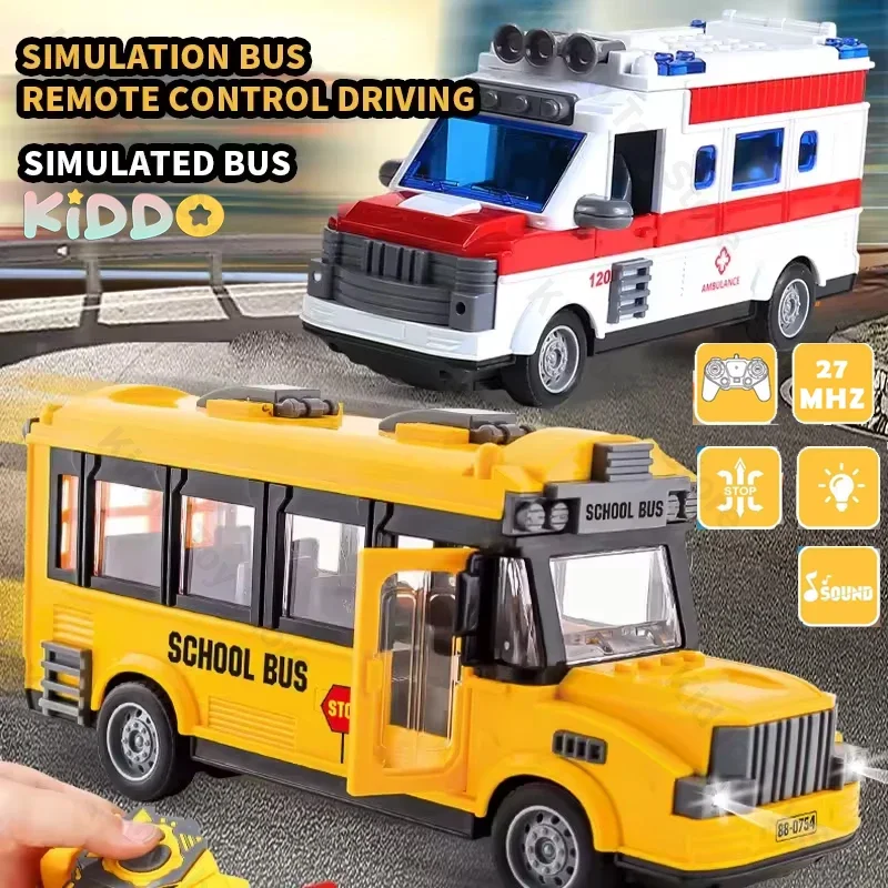 

1/30 RC Bus Remote Control Car Model Tourist Sightseeing School Bus City Express Amulance Electric Double-Decker Bus Kids Gifts