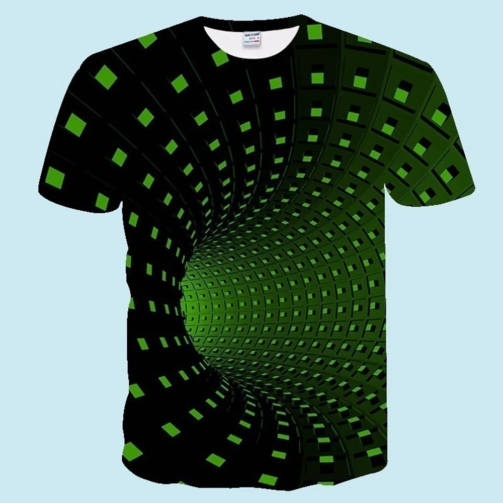 Summer men's fashion trend vortex short sleeved T-shirt casual 3D printed vortex printed pattern T-shirt short sleeved top