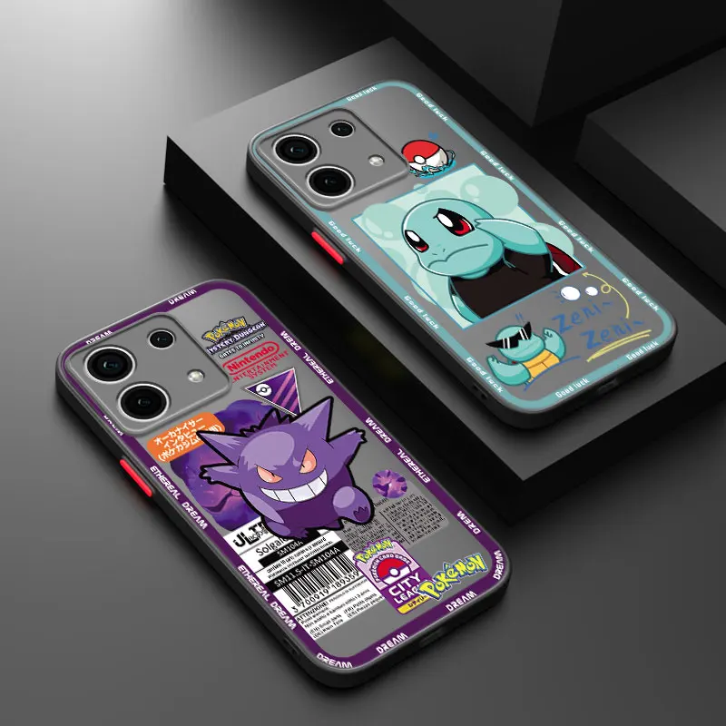 Squirtles G-Gengars Frosted Translucent Phone Case For Redmi 9A 9C 9i 9T 10 Prime 10C K30 K40 S K20 Pro Gaming Plus