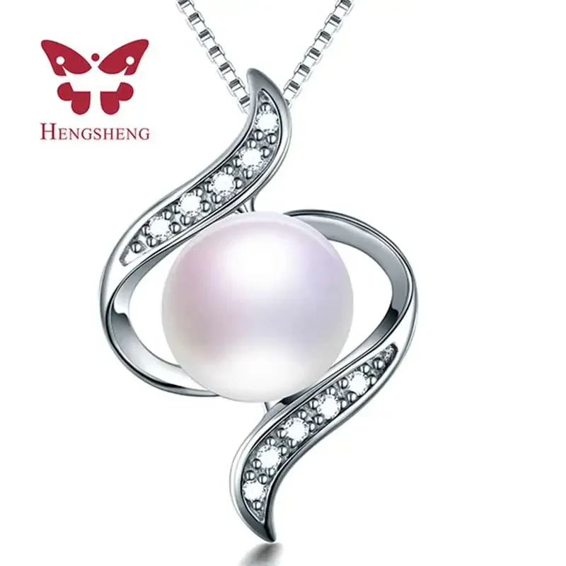 

HENGSHENG 100% Natural Freshwater Pearl Pendants Necklace Women 9-10mm Big AAAA Pearls 925 Sterling Silver Pendant For Gift New