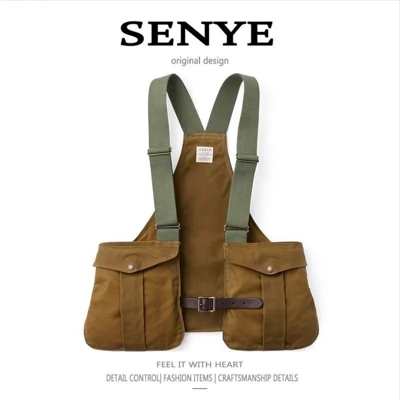 

Men's Retro American Hip-hop Multifunctional Vest Fashion Waistcoat with Pockets Outdoor Fishing Camping Functional Style