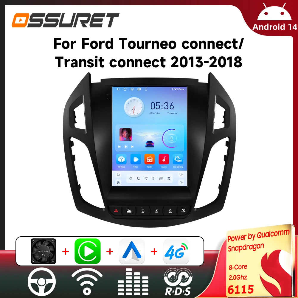 6115 9,7'' Android Autoradio für FORD Transit / Tourneo Connect 2013-2018 Auto-Multimedia-Video 4G 2din Wireless Carplay 360Cam