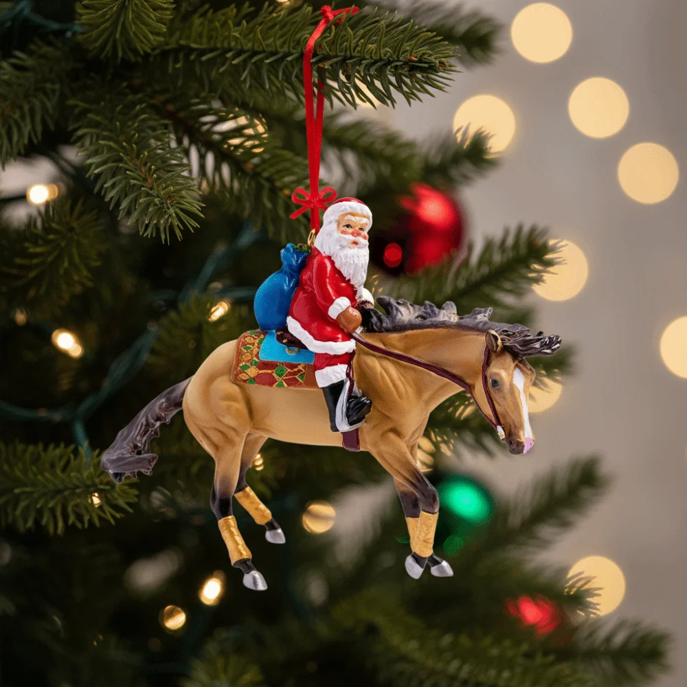 سانتا هورس عيد الميلاد قلادة معلقة 2D حقيبة مسطحة سحر سيارة الحصان قلادة السنة الجديدة هدية الاكريليك شجرة عيد الميلاد زخرفة