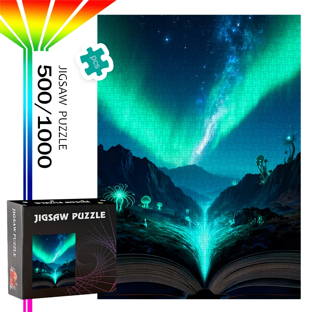 Puzzle da 500 pezzi o 1000 pezzi Aurora e notte stellata - Cielo notturno con stelle, sfida intermedia adatta per s &, /Cristo