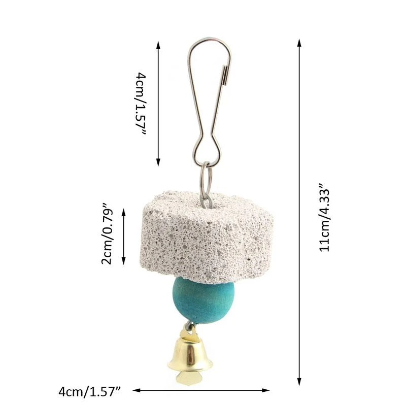حجر كالسيوم على شكل ببغاء الطيور مع لعبة مضغ جرس للهامستر السنجاب شينشيلا #6