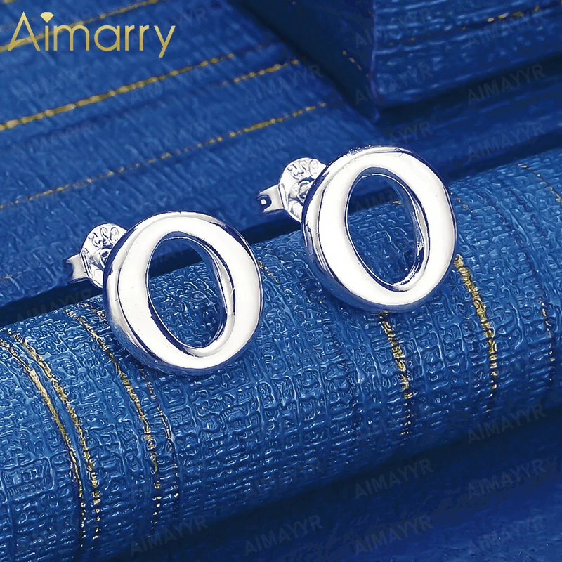 925 Sterling Silver Smooth Hollow Oval Ring Earrings for Women's Parties Banquets Weddings High-quality Fashion Jewelry