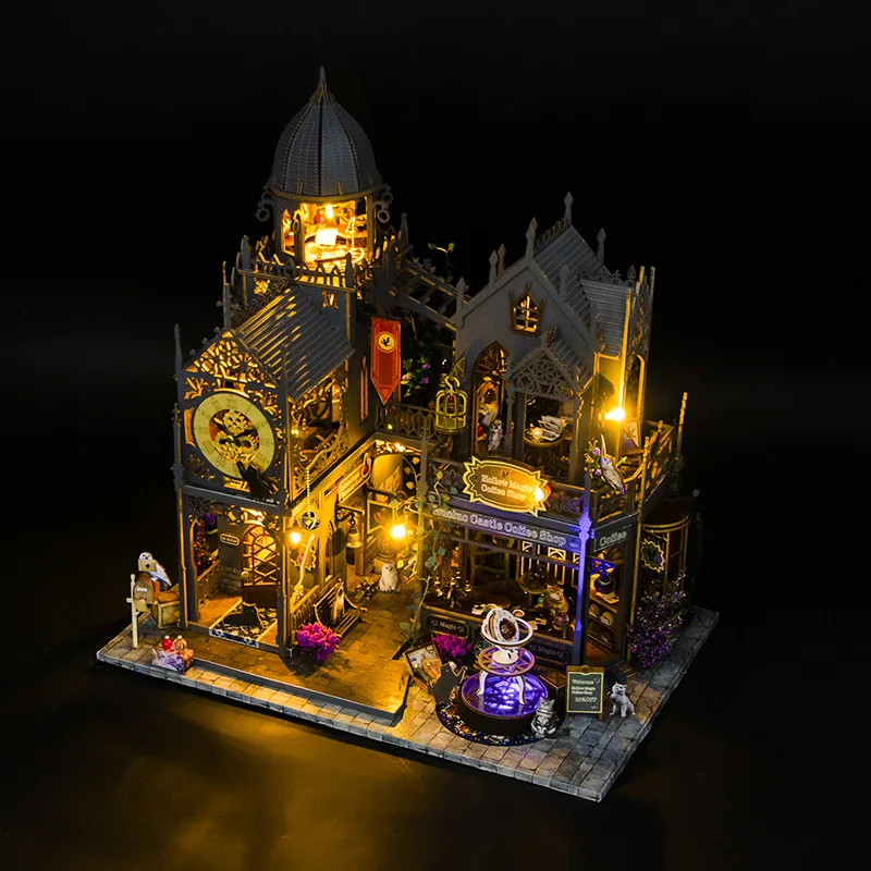 مجموعة نماذج القلعة الكبيرة من OUZEY، قلعة خشبية غامضة ثلاثية الأبعاد، مشروع DIY متقدم للمراهقين #2