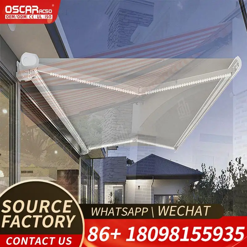 Large Outdoor Retractable Waterproof Adjustable PVC Aluminum Shade Structure for Garden Patio Balcony Retractable Awning