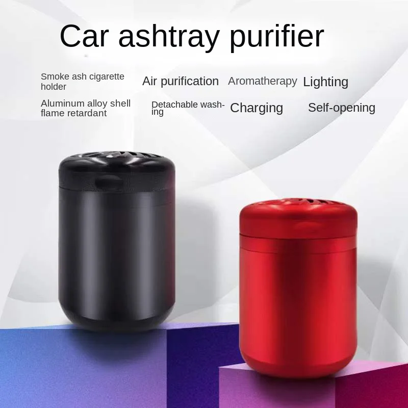 Creative Car Ashtray Air Purifier Car with Lid Anti-fly Ash Aluminum Alloy High-grade Negative Ion Aroma Diffuser