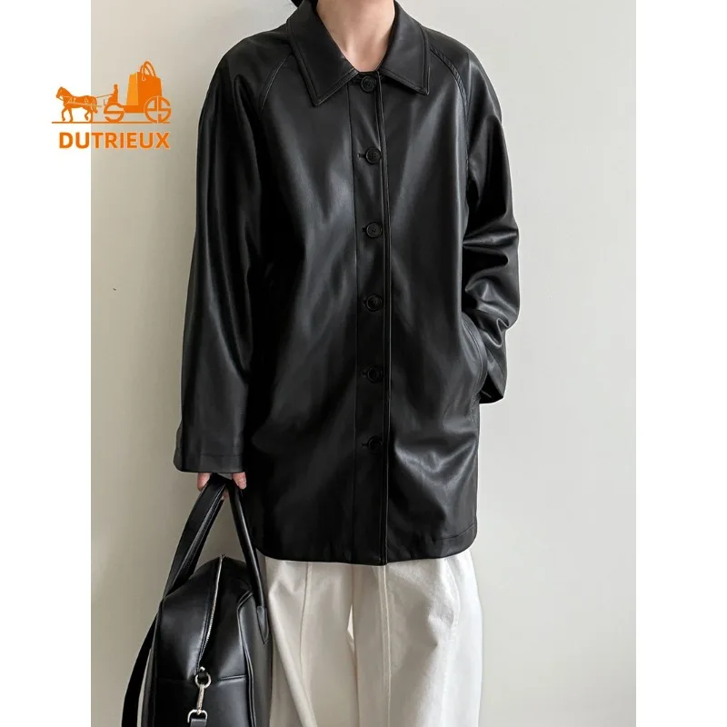 2025 New Spring and Autumn Women's Shirt Real Leather Jacket, 100% Genuine Leather Soft and Comfortable Coat for Women