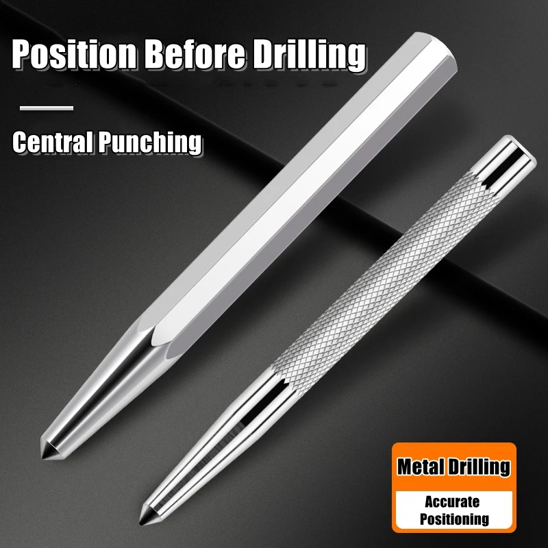 Punzón central de alta dureza, mango antideslizante, punzón cónico, localizador de punzón, marca de taladro de Metal, punzón central, cincel de montaje