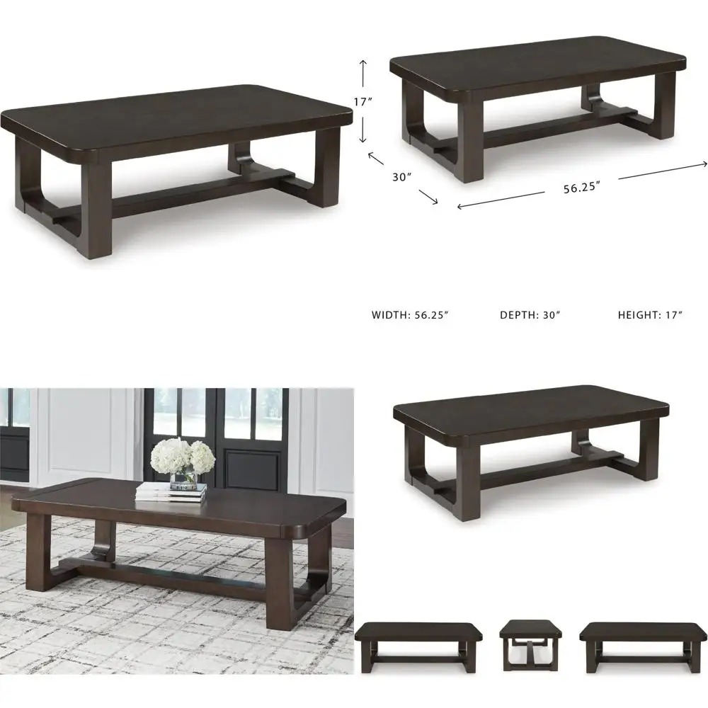 تصميم مميز لطاولة القهوة الحديثة من Ashley Breckington مع قاعدة Trestle، بني داكن