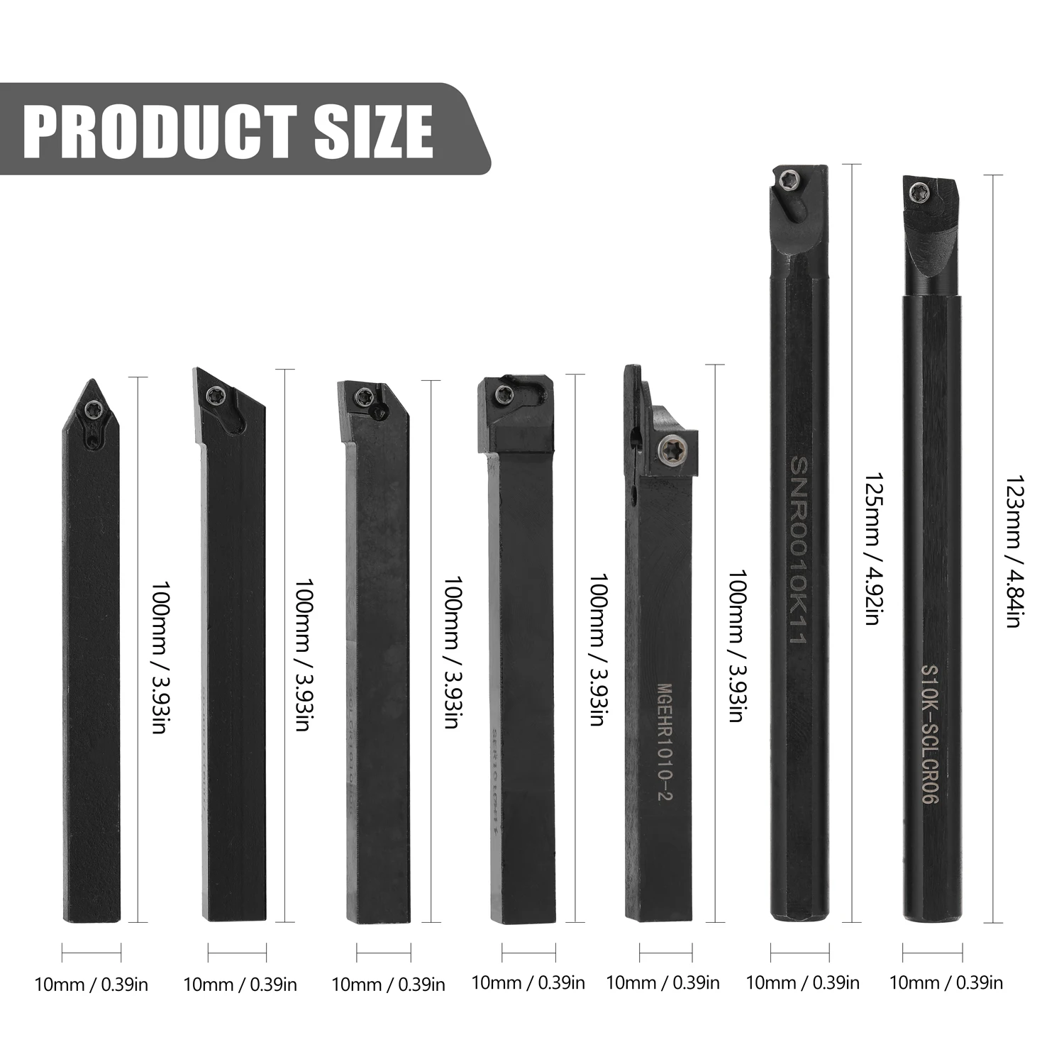 

7pcs 10mm Shank Lathe Turning Tool Holder Boring Bar Inserts lathe tools lathe cutter Metal Turning Rod Holders and Inserts