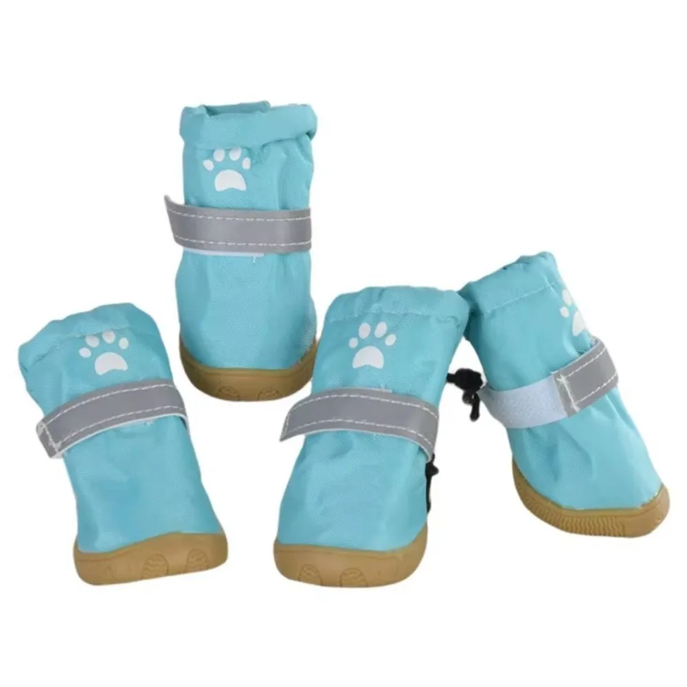 

4pcs/set Dog Socks Waterproof Pet Dog Shoes Reflective Anti-slip Puppy Booties Wear Resistant Pet Rain Shoes Outdoor