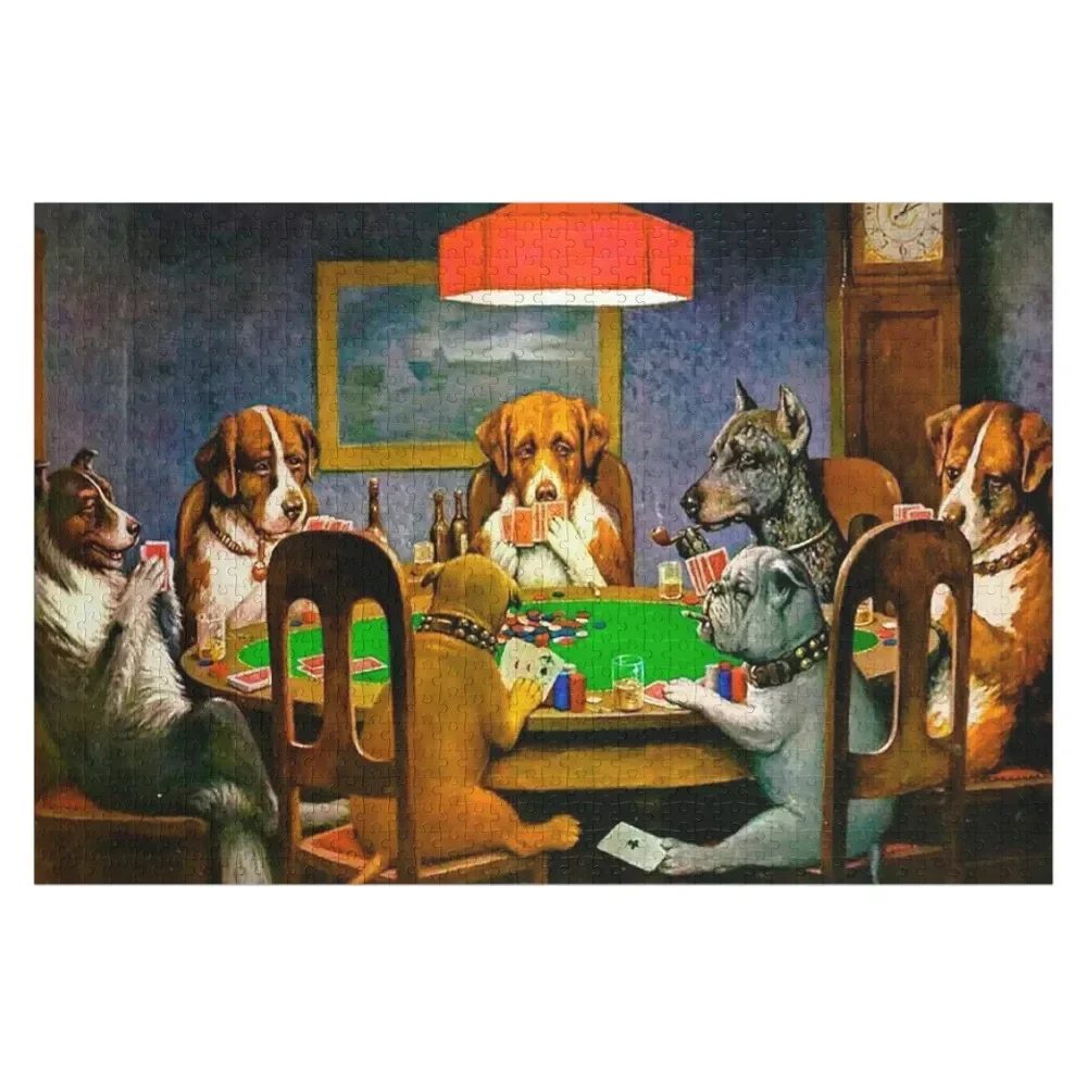 Dogs Playing Poker Jigsaw Puzzle Woods For Adults Custom With Photo Christmas Gifts Puzzle