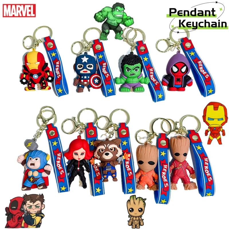 

New Marvel The Avengers Captain America Iron Man Hulk Spider-Man Personality Figure Model Keychain Pendant Accessories Wholesale