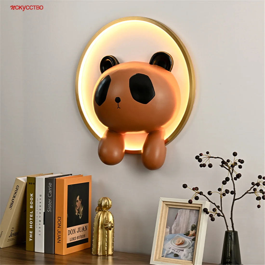 Children Cartoon Stereoscopic Bear Circle Led Wall Lamp Living Room Study Bedroom Restaurant Sconce Corridor Decoration Lights