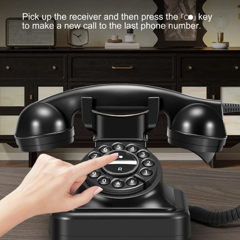 2025 New Vintage Corded Landline Telephone With Redial Function Mechanical Bells Home Office Phone
