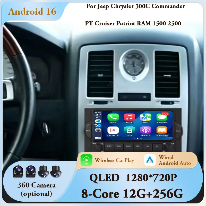 For Jeep Chrysler 300C Commander PT Cruiser Patriot RAM 1500 2500 BT 4G WiFi GPS DSP IPS HD Touch FM RDS Split Screen Head Unit