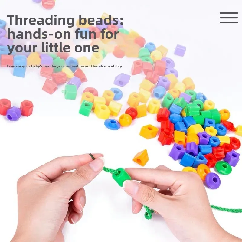 Beads Toys Plastic Children Handmade DIY Puzzle Early Education Toy Rope Threading Games Kids Self Made Bracelet Necklace Gifts