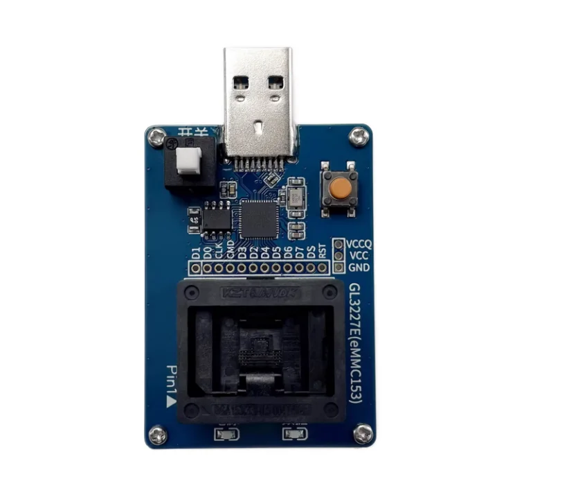 EMMC153 Burner Adapter to USB3.0 EMMC Chip Reader Writer BGA153 Test Socket GL3224 Testing Station