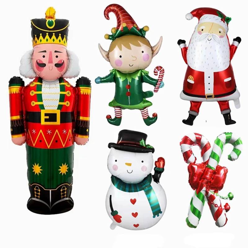 2023 New Christmas red beckoning old man snowman green clown bow cane Merry Christmas holiday decoration aluminum film balloon