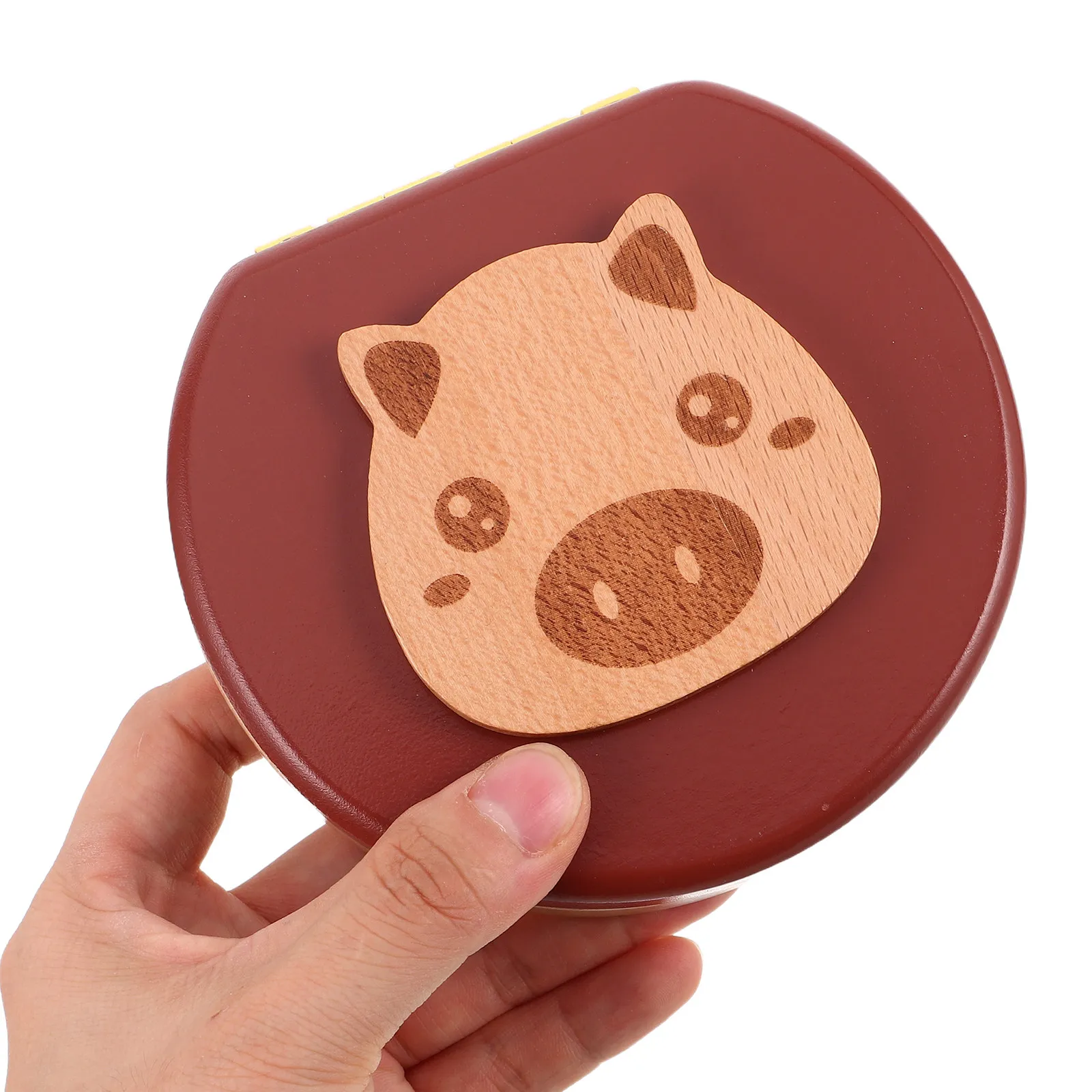 Wooden Baby Tooth Keepsake Box Zodiac Pig Design Dustproof Storage for First Teeth Fetal Hair Memorial Box Baby Shower Gift