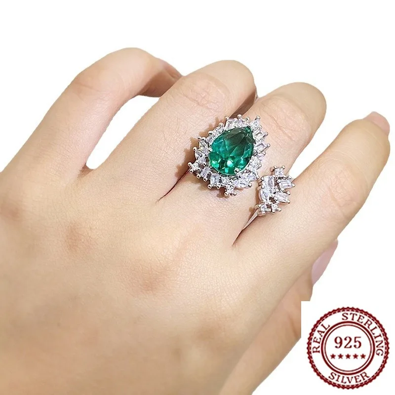 

Новая тенденция 2025, серебро 925 пробы, классический темперамент, большая мода, классический женский комплект с бриллиантами, открытое кольцо с цирконом